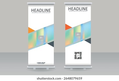 Roll up banner vector template. Perfect for digital marketing, branding presentations, trade shows, and business promotions.