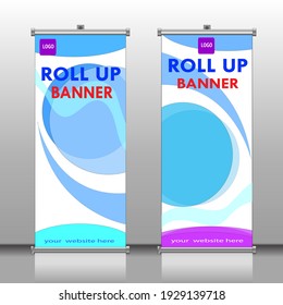 roll up banner vector template pink and light color