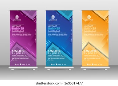 Roll up banner vertical design templates, modern designs for brochures, businesses, leaflets, infographics. x-banner ads and modern banners. vector illustration.