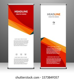 Roll up banner vertical. modern template design, for brochure, business, flyer, infographics. x-banner and flag-banner advertising. vector illustration