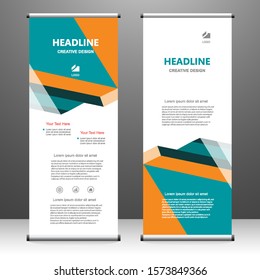 Roll up banner vertical. modern template design, for brochure, business, flyer, infographics. x-banner and flag-banner advertising. vector illustration