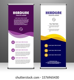 Roll up banner vertical. modern template design, for brochure, business, flyer, infographics. x-banner and flag-banner advertising. vector illustration