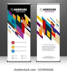 Roll up banner vertical. modern template design, for brochure, business, flyer, infographics. x-banner and flag-banner advertising. vector illustration