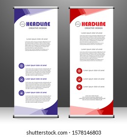 Roll up banner vertical. modern template design, for brochure, business, flyer, infographics. x-banner and flag-banner advertising. vector illustration