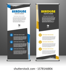 Roll up banner vertical. modern template design, for brochure, business, flyer, infographics. x-banner and flag-banner advertising. vector illustration