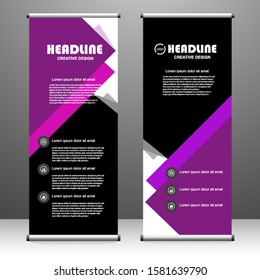 Roll up banner vertical. modern template design, for brochure, business, flyer, infographics. x-banner and flag-banner advertising. vector illustration