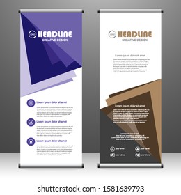 Roll up banner vertical. modern template design, for brochure, business, flyer, infographics. x-banner and flag-banner advertising. vector illustration