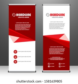 Roll up banner vertical. modern template design, for brochure, business, flyer, infographics. x-banner and flag-banner advertising. vector illustration
