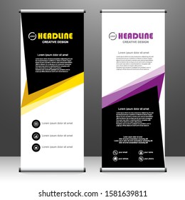 Roll up banner vertical. modern template design, for brochure, business, flyer, infographics. x-banner and flag-banner advertising. vector illustration