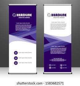 Roll up banner vertical. modern template design, for brochure, business, flyer, infographics. x-banner and flag-banner advertising. vector illustration