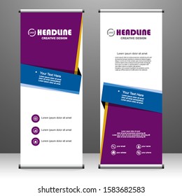 Roll up banner vertical. modern template design, for brochure, business, flyer, infographics. x-banner and flag-banner advertising. vector illustration