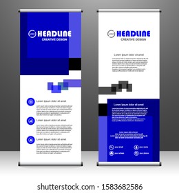 Roll up banner vertical. modern template design, for brochure, business, flyer, infographics. x-banner and flag-banner advertising. vector illustration
