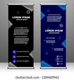 Roll up banner vertical. modern template design, for brochure, business, flyer, infographics. x-banner and flag-banner advertising. vector illustration
