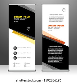 Roll up banner vertical. modern template design, for brochure, business, flyer, infographics. x-banner and flag-banner advertising. vector illustration