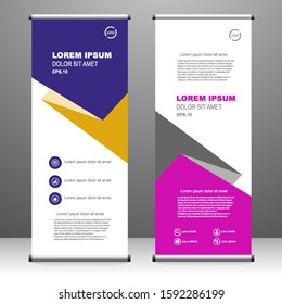 Roll up banner vertical. modern template design, for brochure, business, flyer, infographics. x-banner and flag-banner advertising. vector illustration