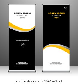 Roll up banner vertical. modern template design, for brochure, business, flyer, infographics. x-banner and flag-banner advertising. vector illustration