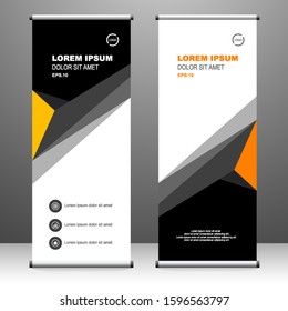 Roll up banner vertical. modern template design, for brochure, business, flyer, infographics. x-banner and flag-banner advertising. vector illustration
