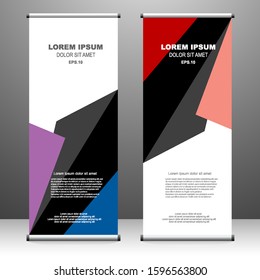Roll up banner vertical. modern template design, for brochure, business, flyer, infographics. x-banner and flag-banner advertising. vector illustration