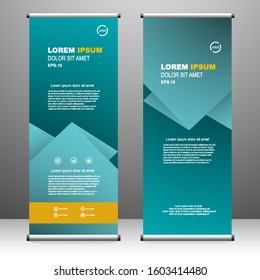 Roll up banner vertical. modern template design, for brochure, business, flyer, infographics. x-banner and flag-banner advertising. vector illustration