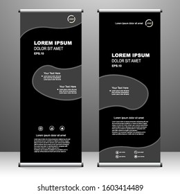 Roll up banner vertical. modern template design, for brochure, business, flyer, infographics. x-banner and flag-banner advertising. vector illustration
