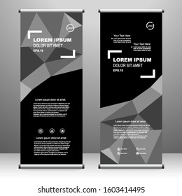 Roll up banner vertical. modern template design, for brochure, business, flyer, infographics. x-banner and flag-banner advertising. vector illustration