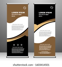 Roll up banner vertical. modern template design, for brochure, business, flyer, infographics. x-banner and flag-banner advertising. vector illustration
