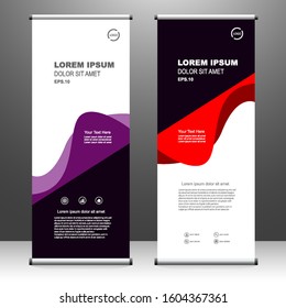 Roll up banner vertical. modern template design, for brochure, business, flyer, infographics. x-banner and flag-banner advertising. vector illustration