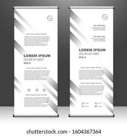 Roll up banner vertical. modern template design, for brochure, business, flyer, infographics. x-banner and flag-banner advertising. vector illustration