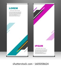 Roll up banner vertical. modern template design, for brochure, business, flyer, infographics. x-banner and flag-banner advertising. vector illustration