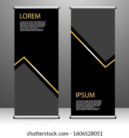 Roll up banner vertical. modern template design, for brochure, business, flyer, infographics. x-banner and flag-banner advertising. vector illustration
