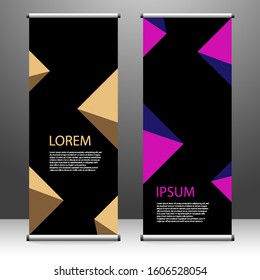Roll up banner vertical. modern template design, for brochure, business, flyer, infographics. x-banner and flag-banner advertising. vector illustration