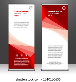 Roll up banner vertical. modern template design. x-banner and flag-banner advertising. vector illustration