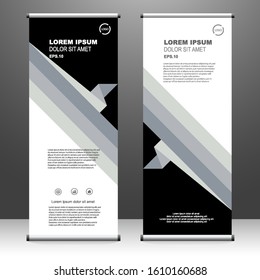 Roll up banner vertical. modern template design. x-banner and flag-banner advertising. vector illustration