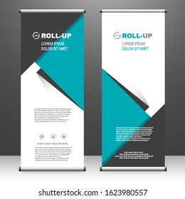 Roll up banner vertical. modern template design, for brochure, business, flyer, infographics. x-banner and flag-banner advertising. vector illustration
