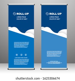 Roll up banner vertical. modern template design, for brochure, business, flyer, infographics. x-banner and flag-banner advertising. vector illustration
