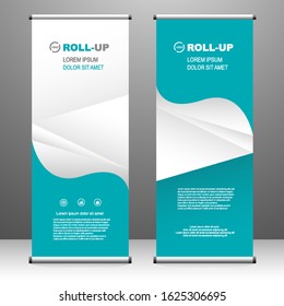 Roll up banner vertical. modern template design, for brochure, business, flyer, infographics. x-banner and flag-banner advertising. vector illustration
