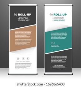 Roll up banner vertical. modern template design, for brochure, business, flyer, infographics. x-banner and flag-banner advertising. vector illustration