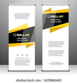 Roll up banner vertical. modern template design, for brochure, business, flyer, infographics. x-banner and flag-banner advertising. vector illustration
