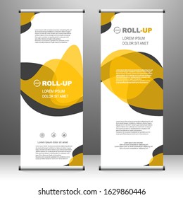 Roll up banner vertical. modern template design, for brochure, business, flyer, infographics. x-banner and flag-banner advertising. vector illustration
