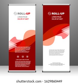 Roll up banner vertical. modern template design, for brochure, business, flyer, infographics. x-banner and flag-banner advertising. vector illustration