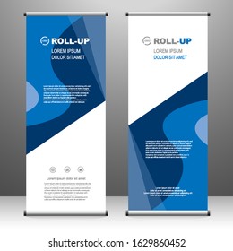 Roll up banner vertical. modern template design, for brochure, business, flyer, infographics. x-banner and flag-banner advertising. vector illustration