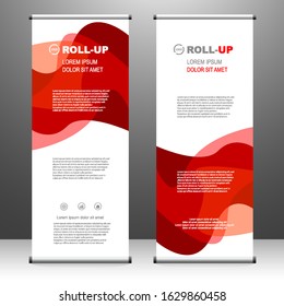 Roll up banner vertical. modern template design, for brochure, business, flyer, infographics. x-banner and flag-banner advertising. vector illustration