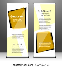 Roll up banner vertical. modern template design, for brochure, business, flyer, infographics. x-banner and flag-banner advertising. vector illustration