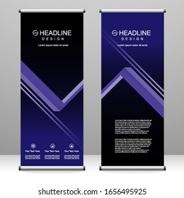 Roll up banner vertical. modern template design, for brochure, business, flyer, infographics. x-banner and flag-banner advertising. vector illustration