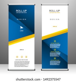 Roll up banner vertical template design, for brochure, business, flyer, infographics. modern x-banner and flag-banner advertising. vector illustration