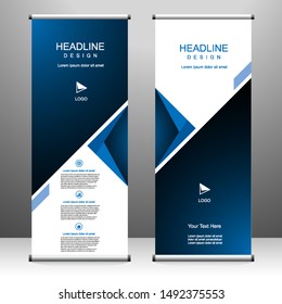 Roll up banner vertical template design, for brochure, business, flyer, infographics. modern x-banner and flag-banner advertising. vector illustration