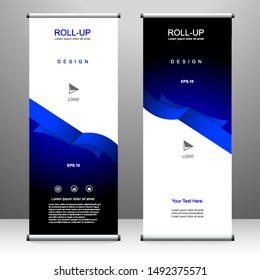 Roll up banner vertical template design, for brochure, business, flyer, infographics. modern x-banner and flag-banner advertising. vector illustration