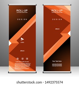 Roll up banner vertical template design, for brochure, business, flyer, infographics. modern x-banner and flag-banner advertising. vector illustration