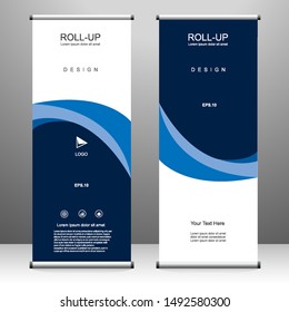 Roll up banner vertical template design, for brochure, business, flyer, infographics. modern x-banner and flag-banner advertising. vector illustration