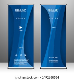 Roll up banner vertical template design, for brochure, business, flyer, infographics. modern x-banner and flag-banner advertising. vector illustration